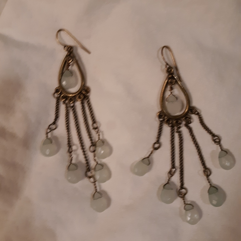 Gold and light green chandelier